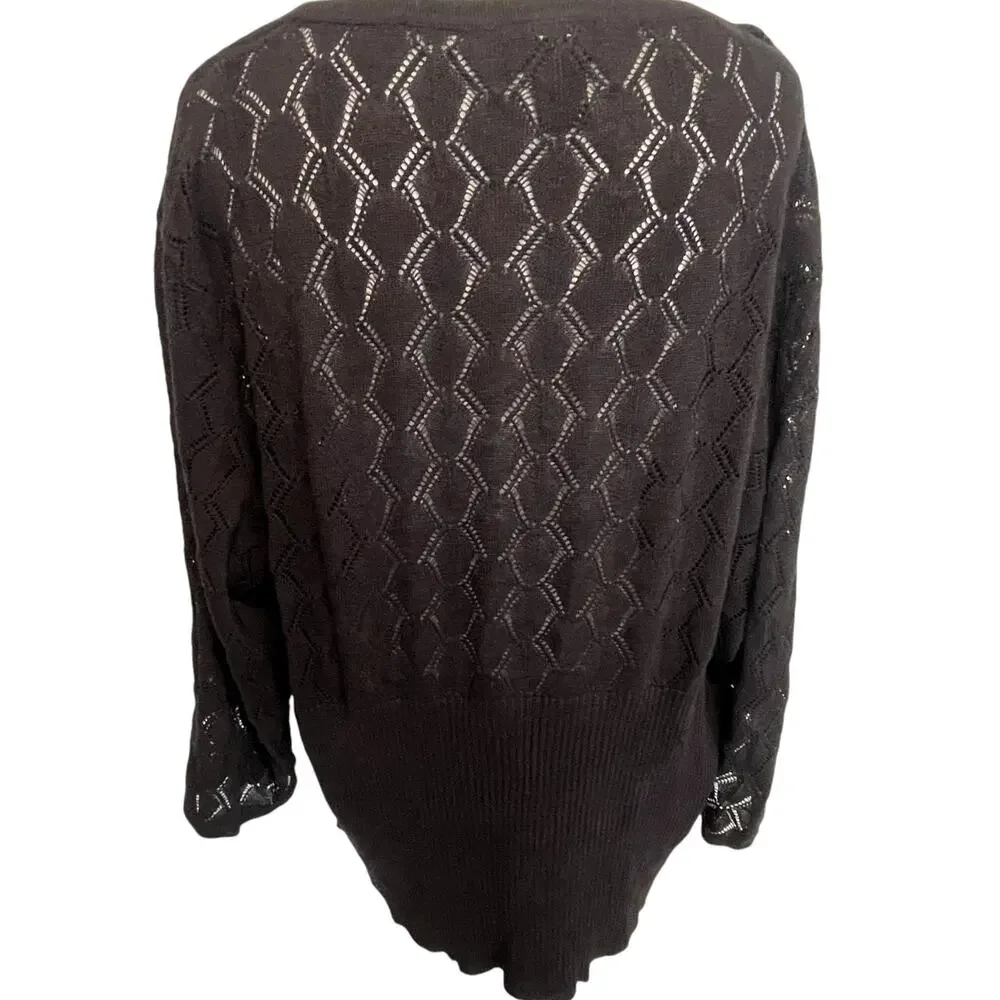 Lane Bryant Pointelle Sweater Womens Size 18/20 Black V-Neck Flattering 2X - Picture 4 of 8